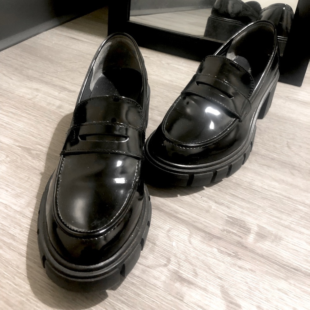 Sincerely Jules Black Chunky Penny Loafers